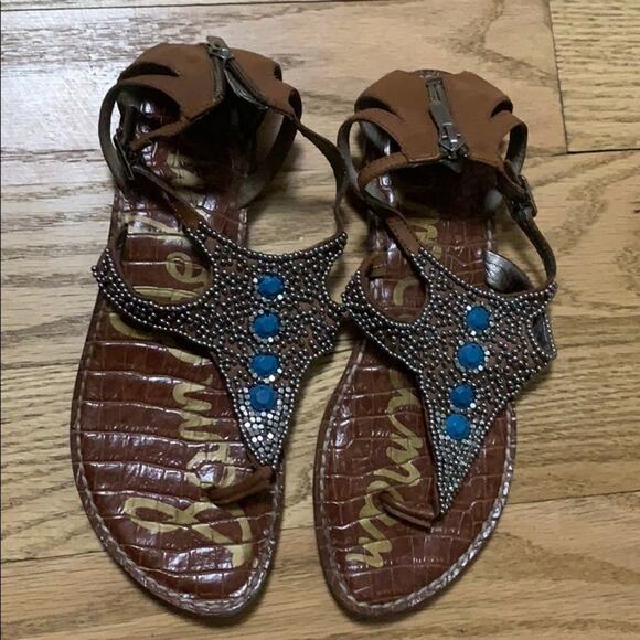 SAM ELDERMAN JEWELED‎ SANDALS SIZE 7.5M - Picture 1 of 5